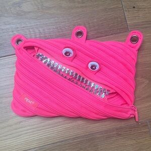 Bright Pink Monster Pouch by Zipit